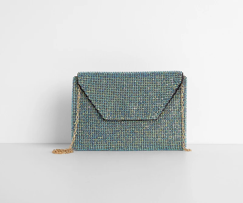 Rhinestone Mesh Envelope Clutch