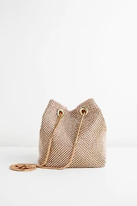 Rhinestone Mesh Bucket Bag