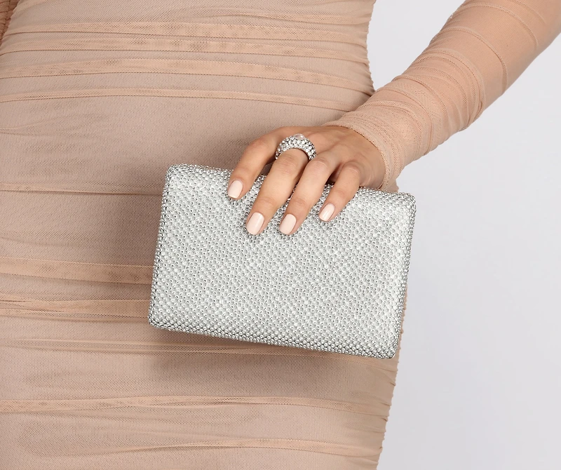 Bring The Bling Rhinestone Mesh Clutch