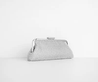 Way To Fame Rhinestone Mesh Clutch