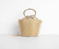 O-Ring Handle Rhinestone Bucket Purse