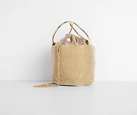 O-Ring Handle Rhinestone Bucket Purse