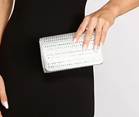 Babez A Star Rhinestone Silver Clutch