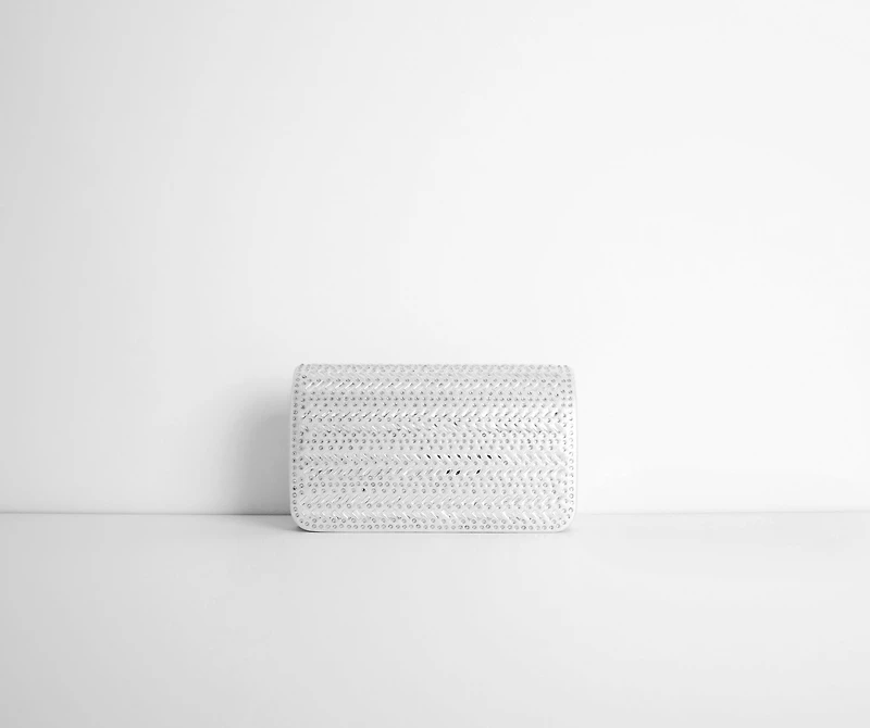 Babez A Star Rhinestone Silver Clutch