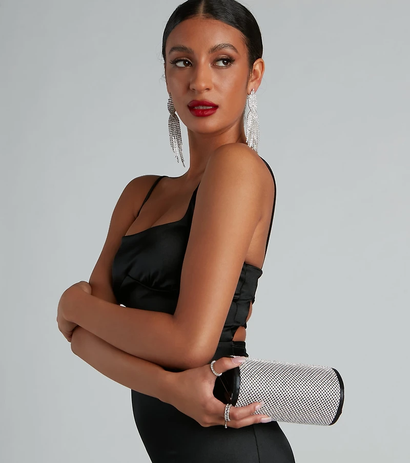 Glam Moment Rhinestone Mesh Bag