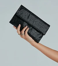 Perfect Shine Gemstone Fold-Over Clutch