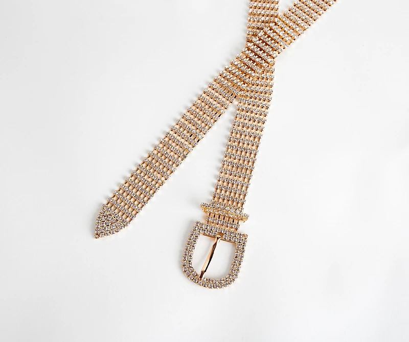 Gold Skinny Rhinestone Belt