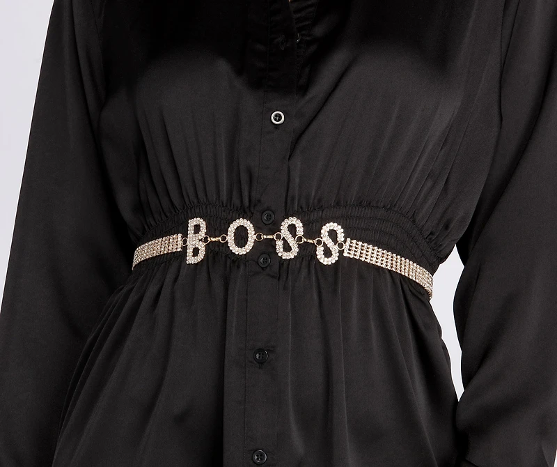 Straight Boss Rhinestone Belt