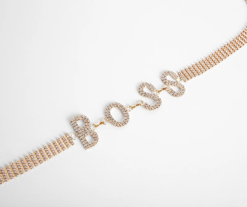 Straight Boss Rhinestone Belt