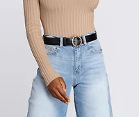 Woven O-Ring Faux Leather Belt