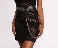 Make It A Triple Chain Faux Leather Belt