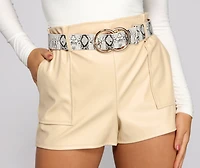 Faux Leather Snake Print O Ring Belt