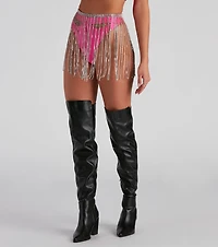 Rhinestone Fringe Skirt Belt