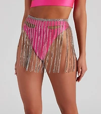 Rhinestone Fringe Skirt Belt