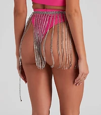 Rhinestone Fringe Skirt Belt