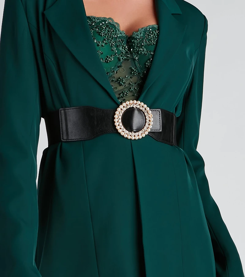 Chic Sparkle Pearl Buckle Belt