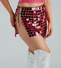 Hit The Lights Sequin Chain Belt Skirt