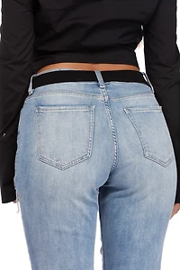 Black Faux Leather Stretch Belt