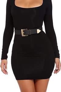 Black Faux Leather Stretch Belt