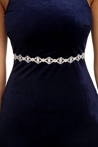 Glam Curved Rhinestone Belt