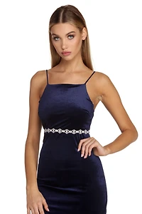 Glam Curved Rhinestone Belt