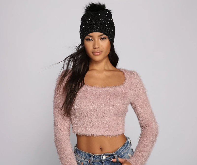 So Rare Studded Pearl Beanie