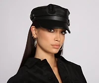 Faux Leather Cabby Hat
