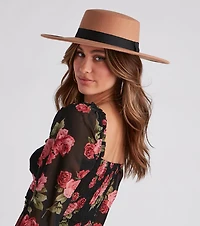 Trendy Stunner Faux Wool Boater Hat
