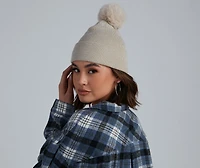 Shimmer Lurex Faux Fur Pom Beanie