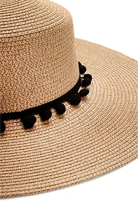 Pom Pom Straw Hat