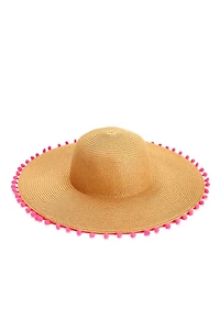 Pretty In Pom Pom Straw Hat