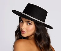Rhinestone Boater Hat