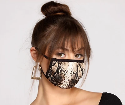Snake Print Face Mask With Earloops