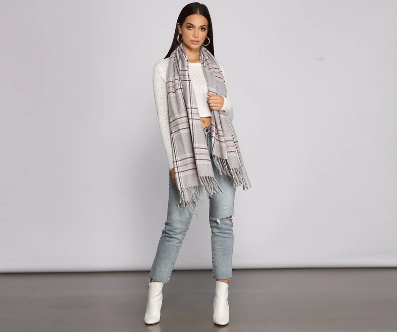 Instant Classic Plaid Blanket Scarf