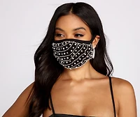 Rhinestone And Pearl Embellished Face Mask