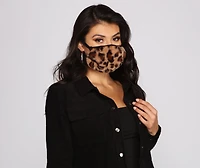Leopard Print Faux Fur Face Mask