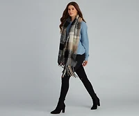 Apple Cider Plaid Noodle Fringe Scarf