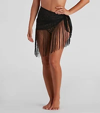 Fun In Fringe Mesh Swim Wrap