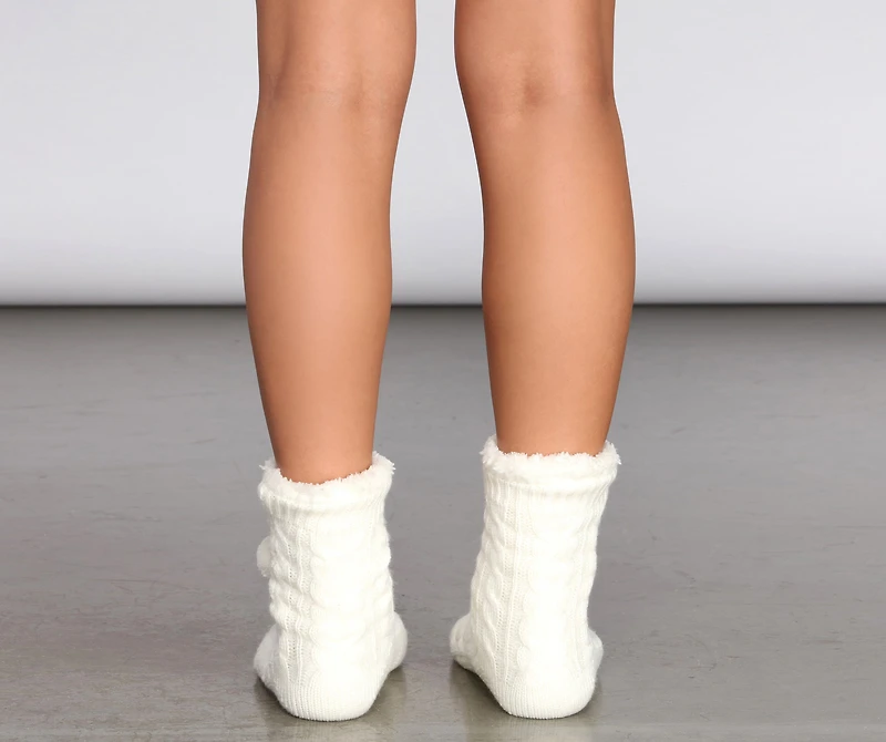 Rainy Days Knit Cozy Slipper Socks