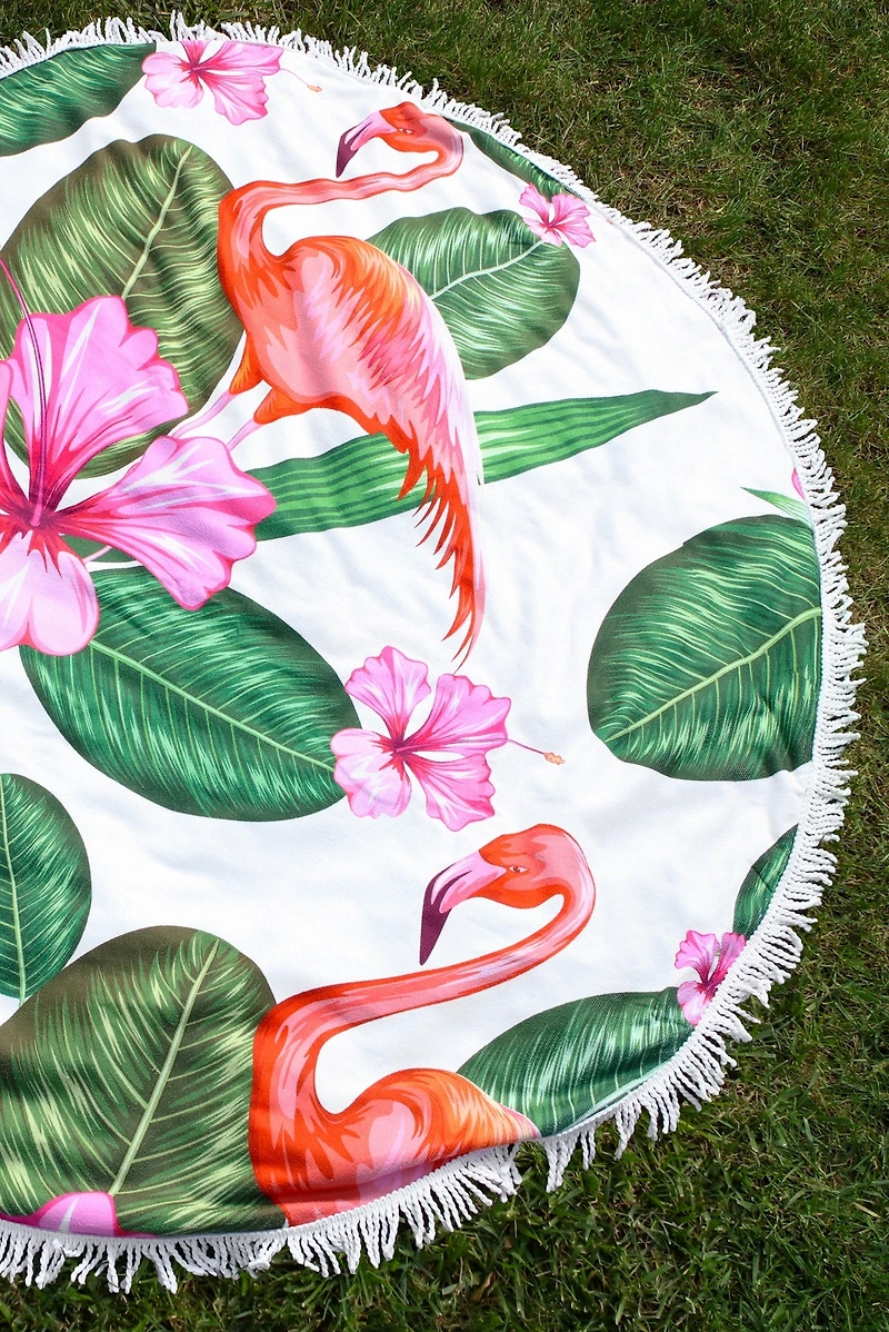 Flamingo Paradise Beach Towel