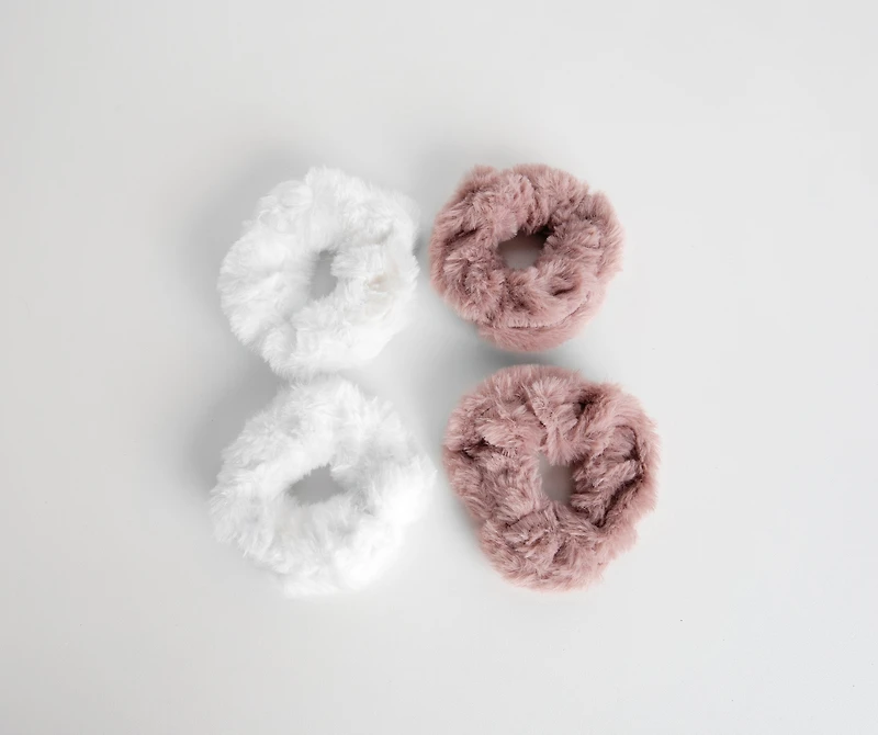 Preppy Schoolgirl Faux Fur Scrunchie Pack