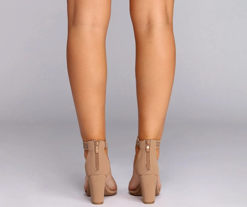 Perforated Perfection Low Block Heels