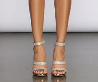 Glitz And Glam Rose Gold Rhinestone Block Heels