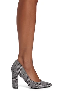 Glen Plaid Pointed Toe Pumps