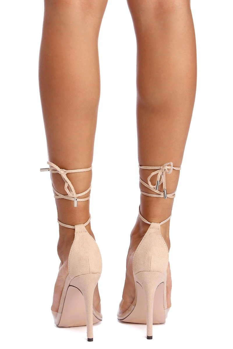 Clear Intentions Faux Suede Heels