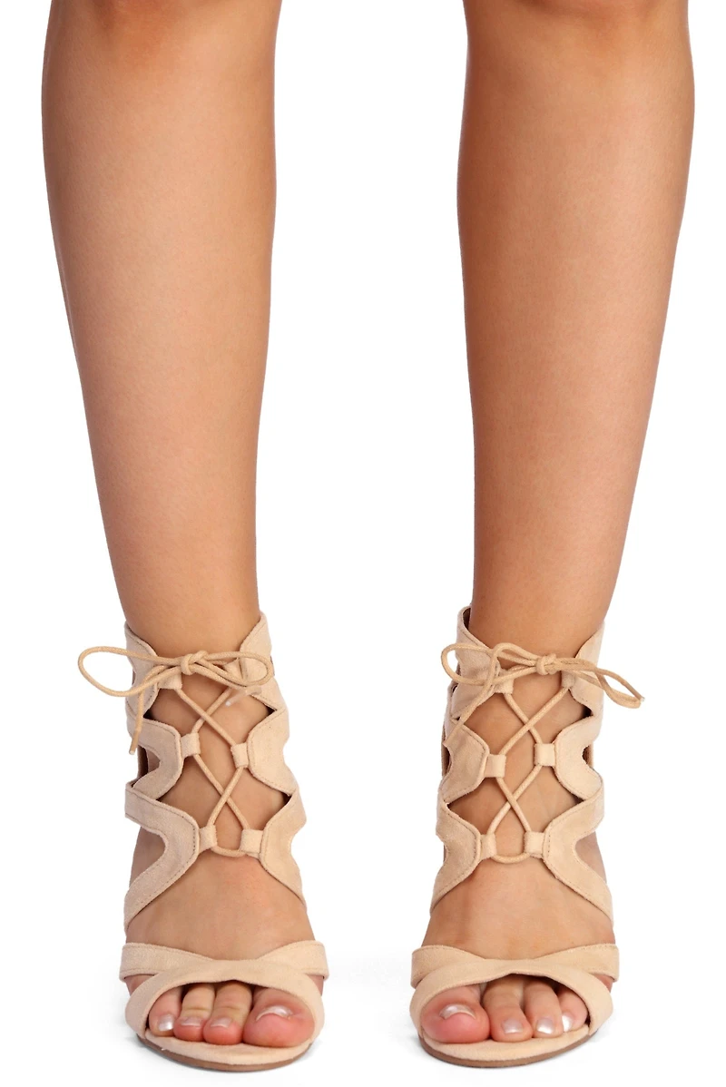 Lace Up Block Heels