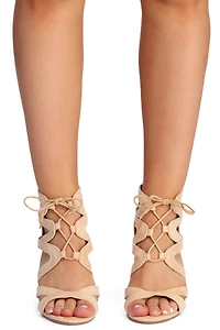 Lace Up Block Heels