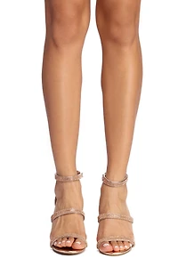 Rhinestone Band Block Heels