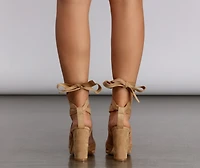 All Dressed Up Wrap Lace-Up Nude Heels
