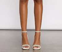 Faux Leather Croc Embossed Block Heels
